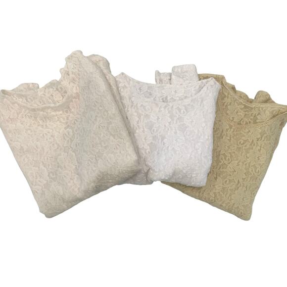 3-Stretch Semi Sheer Sparkle Floral Design Tops by 'Shoulders to Go' Small/Med - Picture 1 of 16